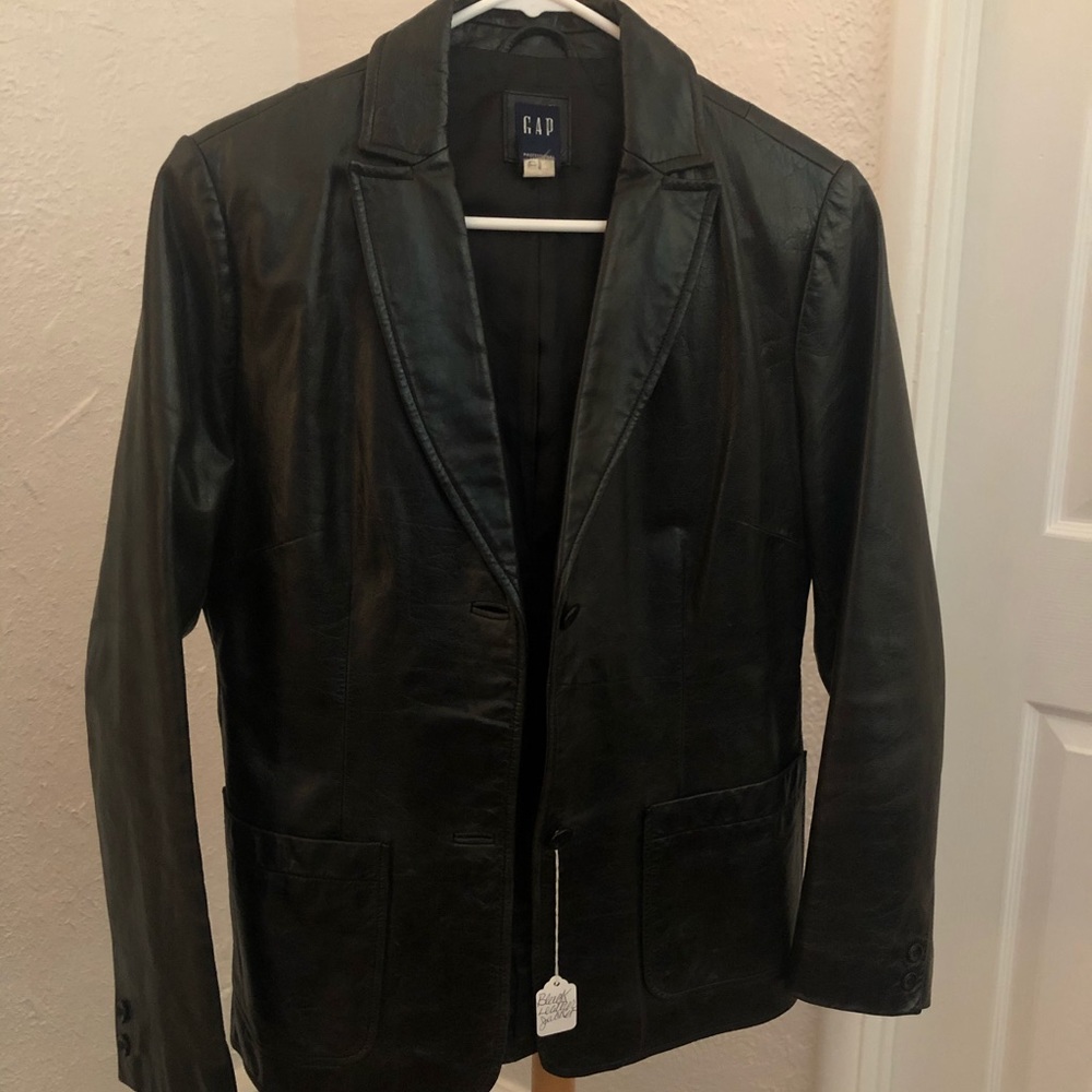 Vintage GAP Black Genuine Leather Jacket S